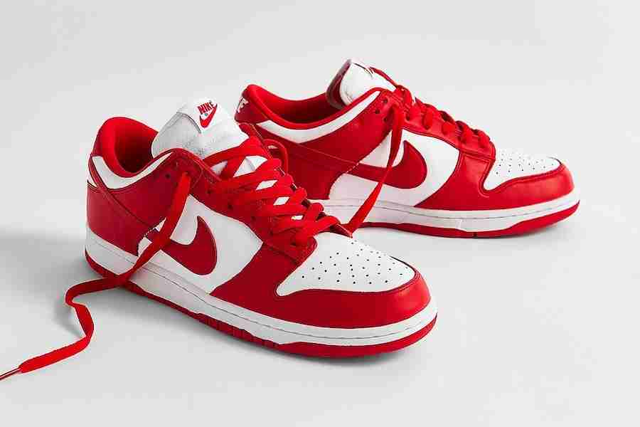 white and red dunks